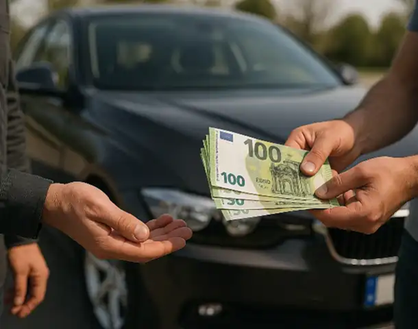 Barkauf beim Autoankauf in Bünde, Kunde erhält sofortige Auszahlung für sein Fahrzeug.